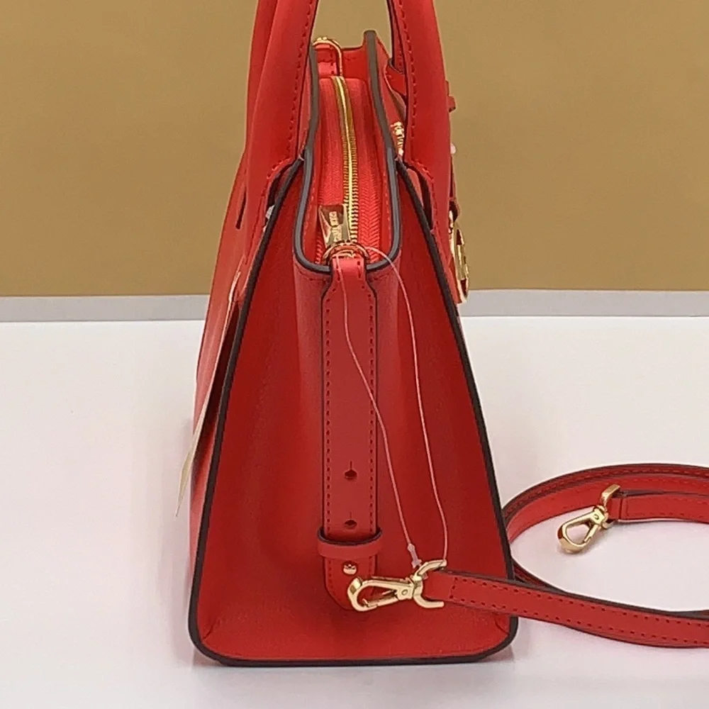 MICHAEL KORS AVRIL SMALL TOP ZIP SATCHEL CORAL RIFF COLOR